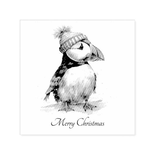 Tampon Auto-encreur Merry Puffin, personnalisé (Design)
