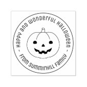 Tampon Auto-encreur Message rond Citrouille Halloween simple (Design)