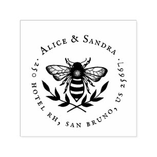 Tampon Auto-encreur Miel Bee   Nom de famille vintage et Sta d'auto-co