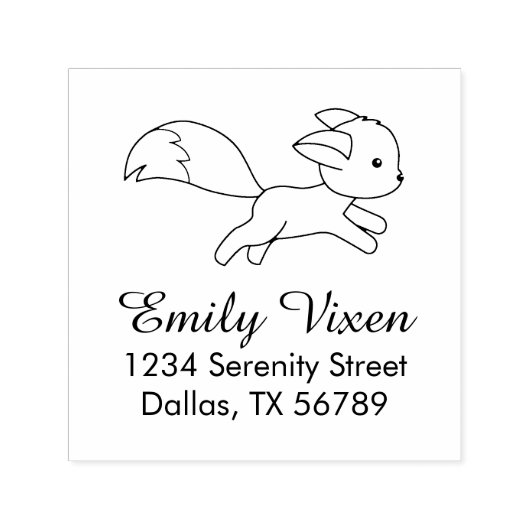 Tampon Auto-encreur Mignonne adresse Fox en cours d'exécution auto-enc (Design)