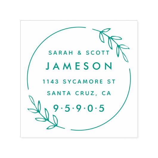 Tampon Auto-encreur Mignonne Courbe Moderne Courbe Mariée Couple Adres (Design)