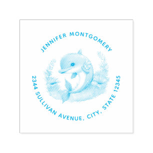 Tampon Auto-encreur Mignonne Dolphin Sea Creator Adresse