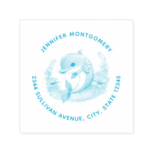 Tampon Auto-encreur Mignonne Dolphin Sea Creator Adresse (Design)