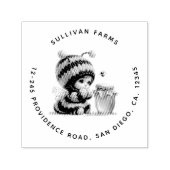 Tampon Auto-encreur Mignonne fille en costume d'abeille avec Honey Adr (Design)