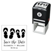 Tampon Auto-encreur Mignonne Son & Ses tongs Noir Enregistrer la date (En situation)