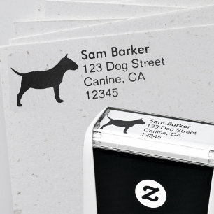 Tampon Auto-encreur Minature Bull Terrier Silhouette Retour Adresse