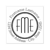 Tampon Auto-encreur Mince monogramme triple avec nom et adresse de ret (Design)