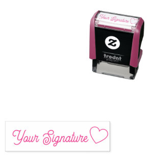 Tampon Auto-encreur Mini moderne Cursive Signature Script Coeur