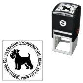 Tampon Auto-encreur Mini Schnauzer Dog Standing Sil Nom Adresse Adress (En situation)