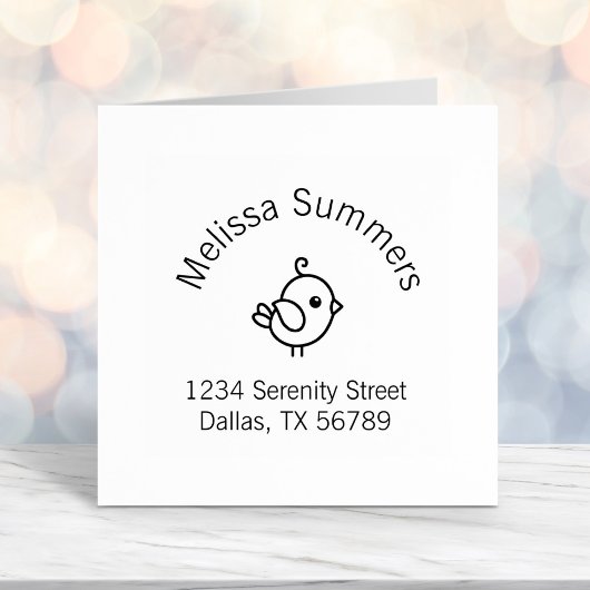 Tampon Auto-encreur Minuscule Cartoon Bird Arch Adresse