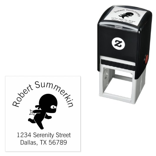 Tampon Auto-encreur Minuscule Ninja Arch Adresse (En situation)