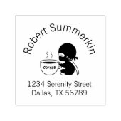 Tampon Auto-encreur Minuscule Ninja avec grande adresse d'arche de caf (Design)