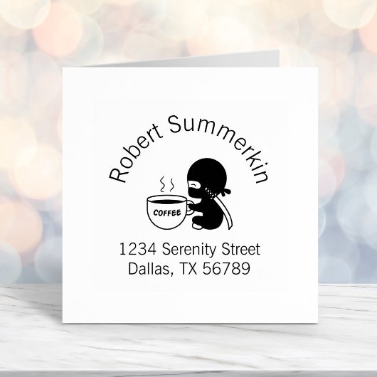 Tampon Auto-encreur Minuscule Ninja avec grande adresse d'arche de caf