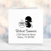 Tampon Auto-encreur Minuscule Ninja avec grande adresse de boîte à caf