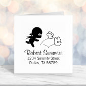 Tampon Auto-encreur Minuscule Ninja Chasse Dustbunnies Adresse