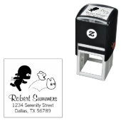 Tampon Auto-encreur Minuscule Ninja Chasse Dustbunnies Adresse (En situation)