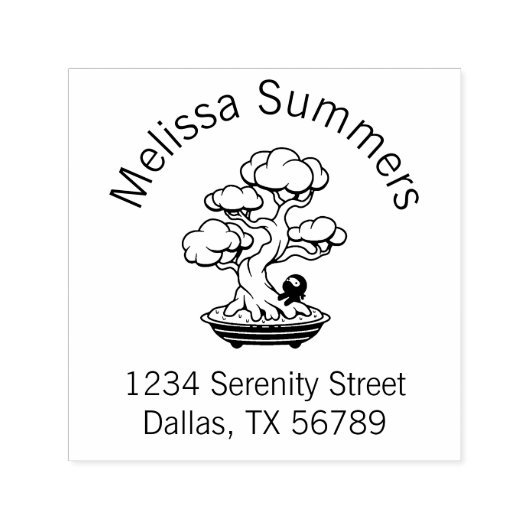 Tampon Auto-encreur Minuscule Ninja et Bonsai Tree Adresse 2 (Design)