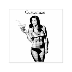 Tampon Auto-encreur Modèle de fitness en bikini patriotique Thunder_Co