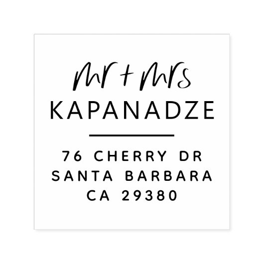 Tampon Auto-encreur Modern Boho Future M & Mme Mariage Retour Adresse (Design)