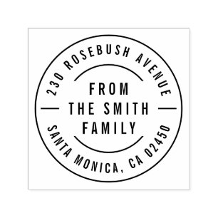 Tampon Auto-encreur Modern Bold Nom de famille & Ronde Adresse de reto