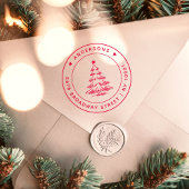 Tampon Auto-encreur Modern Christmas Pine Tree Return Address