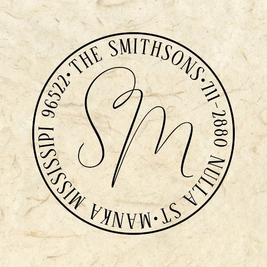 Tampon Auto-encreur Modern Classic Nom de famille Retour Circulaire d'