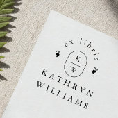 Tampon Auto-encreur Modern Fleuron Monogram Ex Libris Bookplate Book