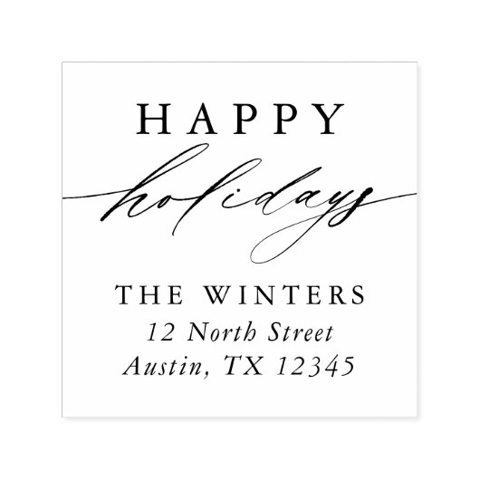 Tampon Auto-encreur Modern Happy Holidays Adresse de retour (Design)