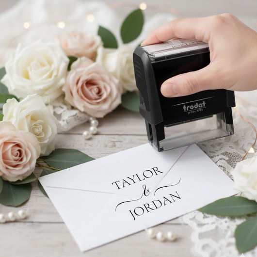 Tampon Auto-encreur Modern Minimalist Wedding Custom Name