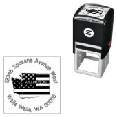 Tampon Auto-encreur Modern Patriotic Washington Drapeau Adresse de ret (En situation)