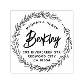 Tampon Auto-encreur Modern Rustic Mariage Noms Adresse de retour (Design)