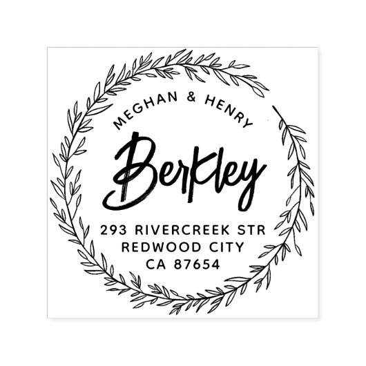 Tampon Auto-encreur Modern Rustic Mariage Noms Adresse de retour (Design)