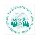 Tampon Auto-encreur Modern Rustic Mountains Nom de famille Adresse de  (Design)