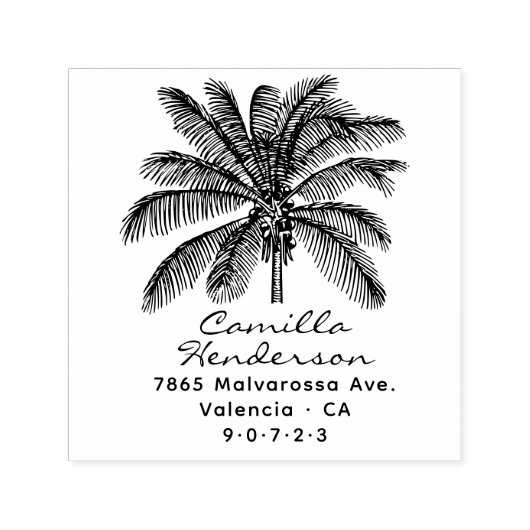 Tampon Auto-encreur Modern Rustic Palm Tree Adresse de retour personna (Design)