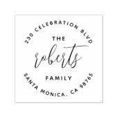 Tampon Auto-encreur Modern Script Circulaire Nom de famille Adresse de (Design)