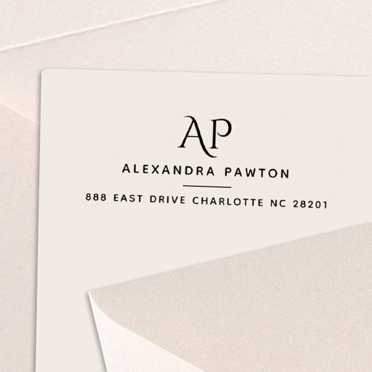 Tampon Auto-encreur Modern Simple Monogramme Adresse de retour