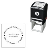 Tampon Auto-encreur Modern Star | Handwritten Round Return Address (En situation)