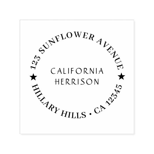 Tampon Auto-encreur Modern Star | Handwritten Round Return Address (Design)
