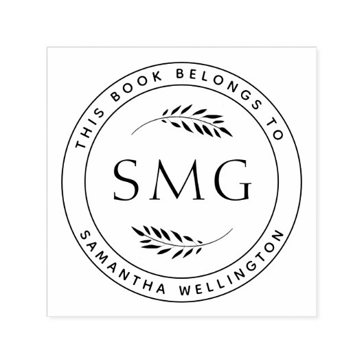 Tampon Auto-encreur Moderne Ce Livre Appartient À Monogram Bookplate (Design)