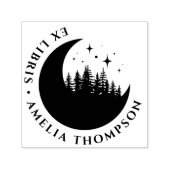 Tampon Auto-encreur Moderne Crescent Lune Arbres & Étoiles Round Ex Li (Design)