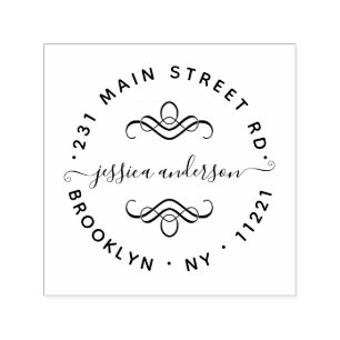 Tampon Auto-encreur Moderne Élégant Script de Fille Calligraphie Chic