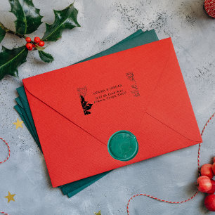 Tampon Auto-encreur Moderne Poinsettia & Verdure Noël