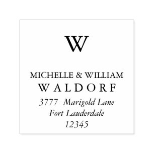 Tampon Auto-encreur Monogram Berry Laurel Branches Adresse de retour