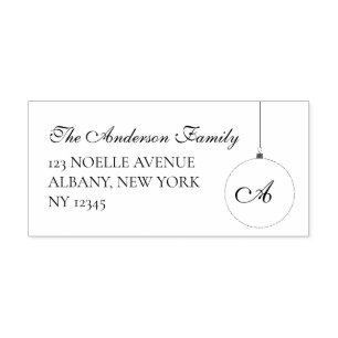 Tampon Auto-encreur Monogram Christmas Bauble Adresse de retour