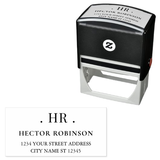 Tampon Auto-encreur Monogram Classic Minimal Initials Return Address (En situation)