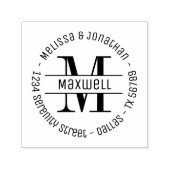 Tampon Auto-encreur Monogram Couple Family Round Adresse 2 (Design)