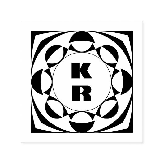Tampon Auto-encreur Monogram Vertical Initials Self-Inking Stamp (Design)