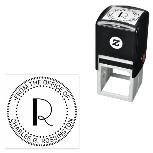 Tampon Auto-encreur Monogramme à lettre initiale unique «De la part du (En situation)