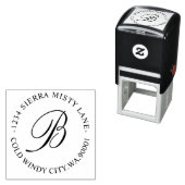 Tampon Auto-encreur Monogramme Adresse initiale ou Mariage Classic Rou (En situation)