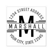 Tampon Auto-encreur Monogramme Art déco avec nom et adresse de retour (Design)